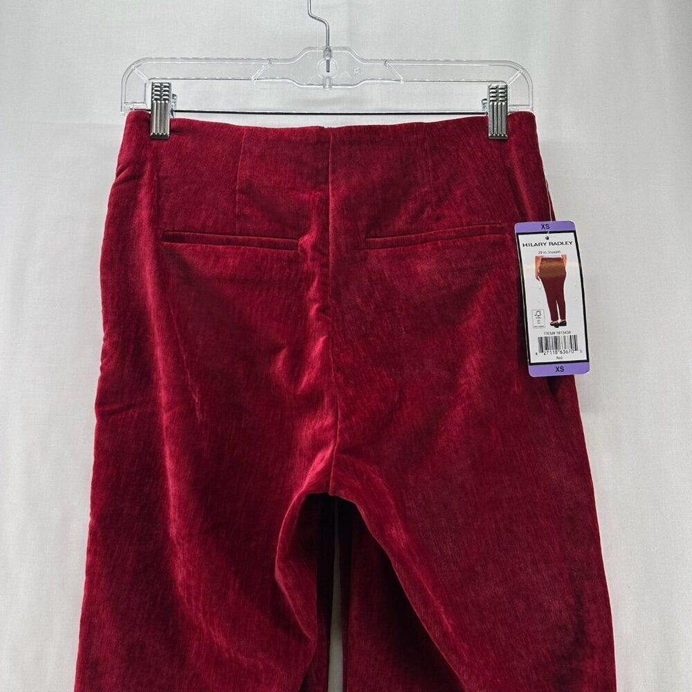 Hilary Radley Pants Womens Sz XS Velvet Mid Rise Slim Pull On Elastic Waist Red - Picture 5 of 10